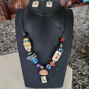 Colorful Artistic Necklace and Earring Set